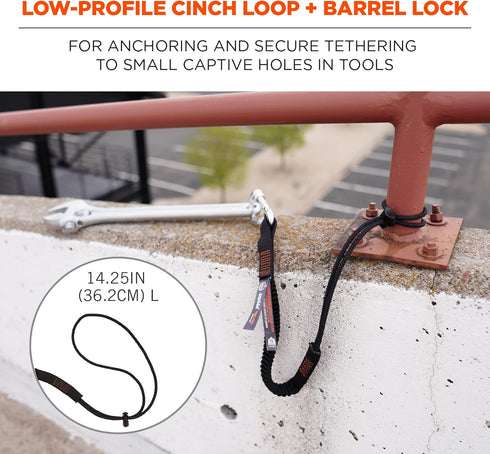 Ergodyne Squids 3105 Tool Lanyard with Aluminum Screw Lock Carabiner, Tool Weight Capacity 15lbs , Black...