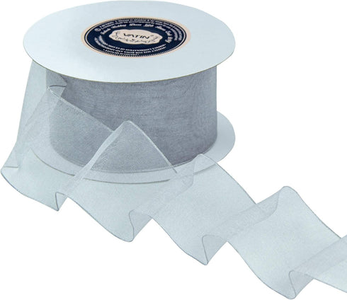 VATIN Christmas Ribbon Sheer Organza Wired Ribbon 2-1/2 inch 50 Yards (150Ft) -Shell Grey,Perfect for Making Bows and Wreaths...