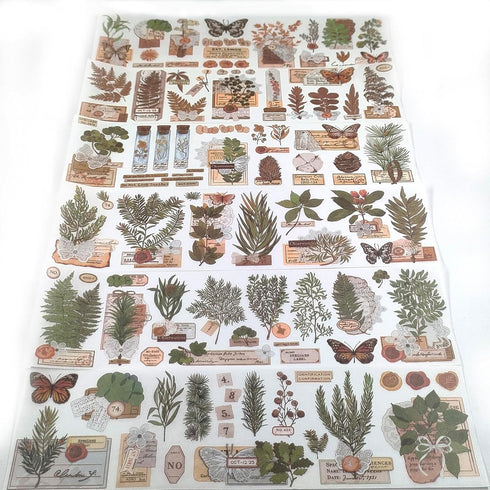 Washi Stickers, Fecsam Watercolor Scrapbook Stickers(6 Sheets, 115pcs), Flower, Leaf, Butterfly, Wax Seal Sticker for Scrapbooking Supplies, Journ...