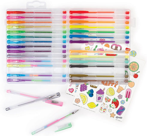 3C4G: 30 Scented Gel Pens - w/ 2 Color-in Snack Themed Sticker Sheets, 30 Different Vibrant Colors, Writing & Drawing, Three Cheers for Girls, Age...