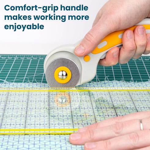 W.A. Portman Fabric Rotary Cutter with 15 Blades - 45mm Rolling Cutter with Safety Lock - Fabric Roller Cutter - Rotary Fabric Cutter Wheel - Fabr...