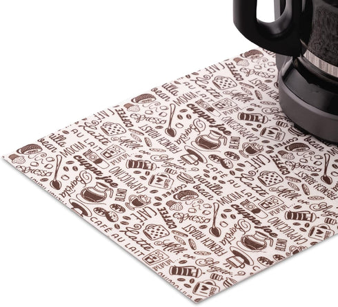S&T INC. Coffee Mat, Absorbent Bar Mat for Coffee Maker and Espresso Machine, 12 Inches x 18 Inches, Brown Typography Print, 1 Pack...