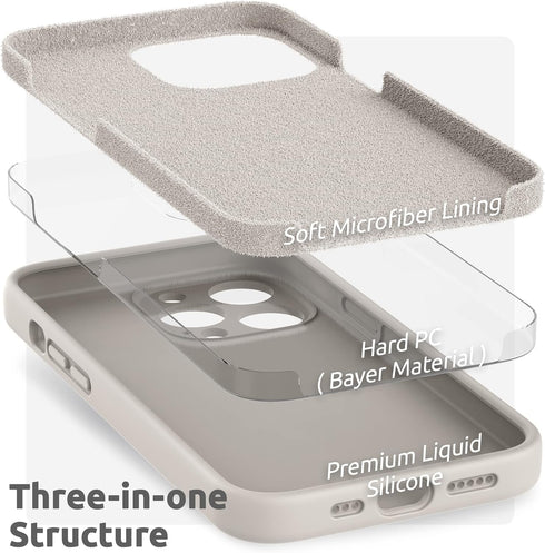 SURPHY Compatible with iPhone 13 Pro Case with Screen Protector, (Camera Protection + Soft Microfiber Lining) Liquid Silicone Phone Case 6.1 inch ...