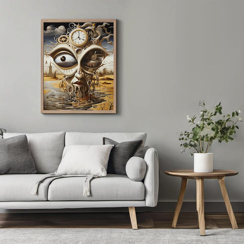 Posterizer 1 pcs-clock head steampunk alien creature-Abstract & Modern Art-Fantasy & Fiction Art-Gift for Art Lovers-Decor for Home & Office- UNFR...