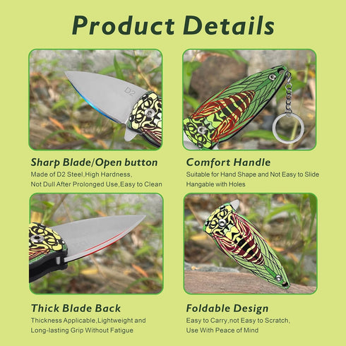Mini Keychain Knife, Small Pocket Knife, Stainless Steel Folding Knife, Outdoor Camping Knife, Mini Men's and Women's Pocket Knive gifts, Survival...