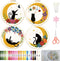 ORIGACH 4 Pack Cat Moon Embroidery Kits for Beginners, DIY Starter Hand Embroidery Kit with Cat Moon Floral Patterns and Instructions, Cat Pattern...