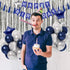 Blue Birthday Party Decorations, Happy Birthday Decorations for Men with Banner Blue Silver Confetti Latex Balloons and Foil Fringe Curtains for M...