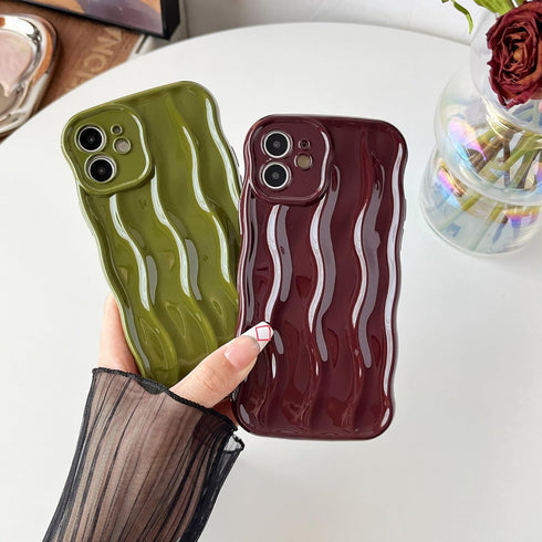 Caseative for iPhone 12 Case,Water Ripple Pattern Curly Wave Frame Soft Compatible with iPhone Case (White,iPhone 12)...
