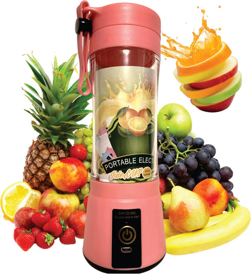 Mueller Austria 380ml USB Rechargeable Battery Blender for Shakes and Smoothies, with 22000 RPM Motor, 3 Stainless Steel Blades, BPA-Free, Pink...