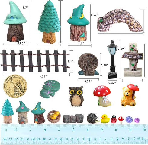 BEZALEL Miniature Fairy Garden Supplies Kit – Mini Fairy Garden Miniatures Decor for Garden Micro Landscape Yard Bonsai, Terrariums, Plant Pots – ...
