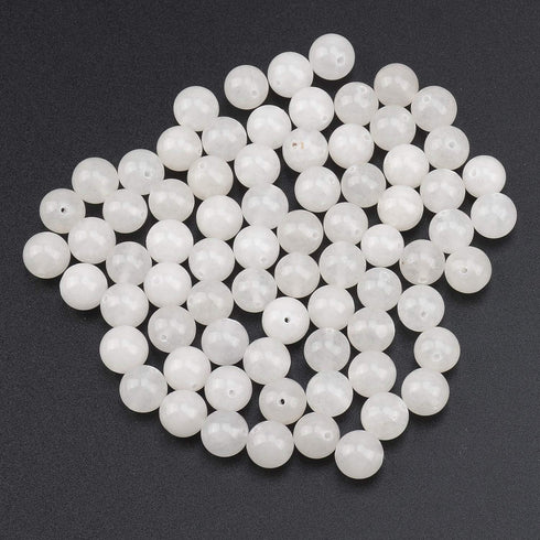 LPBeads 80Pcs Polished 10mm Round Natural White Jade Gemstone Loose Beads with Stretch Cord for Jewelry Making Bracelets...