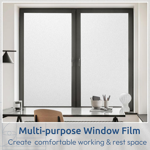 rabbitgoo Window Privacy Film, Non-Adhesive Frosted Glass Window Film for Bathroom, Static Cling Heat Blocking Stickers for Home Indoor Opaque Fro...