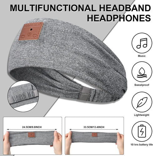 2 Pieces Wireless Bluetooth-compatible Music Headband with HD Speakers Wireless Headphones for Side Sleepers Sleeping Calling Jogging Yoga Workout...