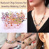 Natural Chip Stones for Bracelet - 400pcs 5mm to 8mm Gemstones Healing Loose Rocks Bead Hole Drilled DIY with 30pcs Silver Charms for Bracelet Nec...