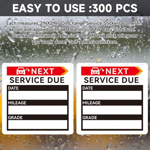 Oil Change Stickers,300pcs 2x2 Inches Oil Change Reminder Sticker for Windshield with No Residue, Clear Next Service Due Labels for Car Auto Vehic...