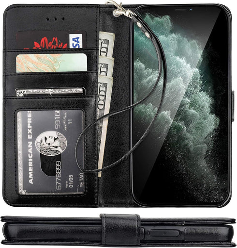 Bocasal for iPhone 11 Pro Wallet Case with Card Holder PU Leather Kickstand Shockproof Protective Wrist Strap Flip Cover for iPhone 11 Pro 5.8 inc...