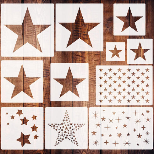 11 Pieces Star Stencil, Reusable 5 Point Star Stencil Template Plastic Stencils for Painting on Wood Wall Home Decor DIY Crafts...
