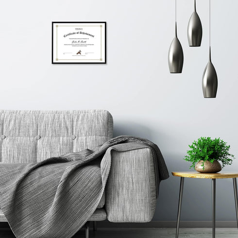 Golden State Art, 8.5x11 Aluminum Frame, Real Glass, Metal Frame for 8.5 by 11 inch Document, Certificate, Diploma. with Easel Stand (Black 1pack)...