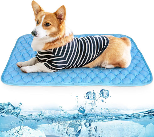 Summer Cooling Mat & Sleeping Pad- Water Absorption Top, Waterproof Bottom, Materials Safe, Easy Carry, Easy to Clean. Keep Cooling for Pets, Kids...