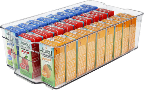 Greenco Stackable Refrigerator and Freezer Wide Storage Bin With Handles, 14.8" x 8.3"x 3.75", Clear...