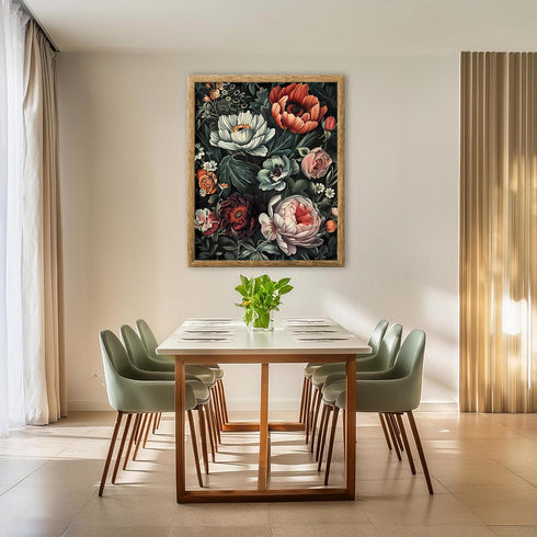 Posterizer 1 pcs-pink orange and white chic flowers-Floral & Botanical Art-Abstract & Modern Art-Decor for Home & Office- UNFRAMED Wall Art...