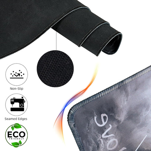 Black and White Large Gaming Mouse Pad for Desk, Desk Mat with Seamed Edges, Waterproof Desk Pad, Non-Slip Rubber Base, 31.5x11.8 Inch Keyboard Pa...