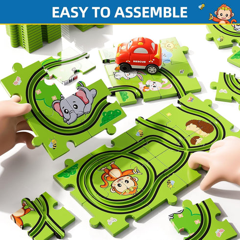 Bennol Toddler Toys Gifts for 3 4 5 Year Old Boys, 39 Jigsaw Puzzle Race Track Car Set Toys for Kids Boys Toddlers 3-5 4-6, Puzzle Tracks Car Toys...