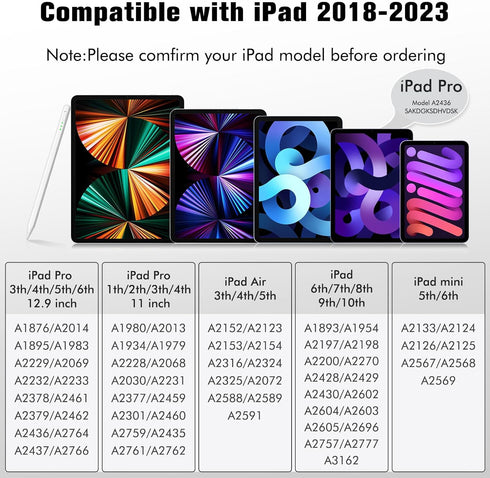 Stylus Pen for Apple iPad, Active Pencil 1st/2nd Generation with Palm Rejection, Tilt Sensitivity, Rechargeable, Work for iPad 6-10, iPad Mini 5/6...