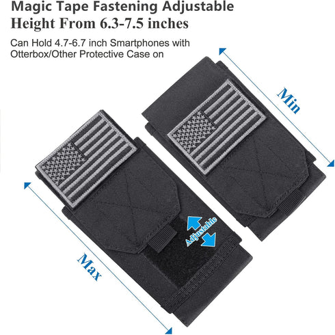 Black Tactical Molle CellPhone Pouch Case,Heavy Duty Waterproof Phone Holster Bag for iPhone 11 12 13 Pro Max Samsung S22 S21 S20 FE Note 20 A13 A...