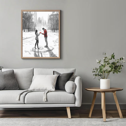 Posterizer 1 pcs-couple's exchanging love on snowy Valentine's day -2-Romantic Art-Holiday Poster Collection-Gift for Couples boyfriend girlfriend...