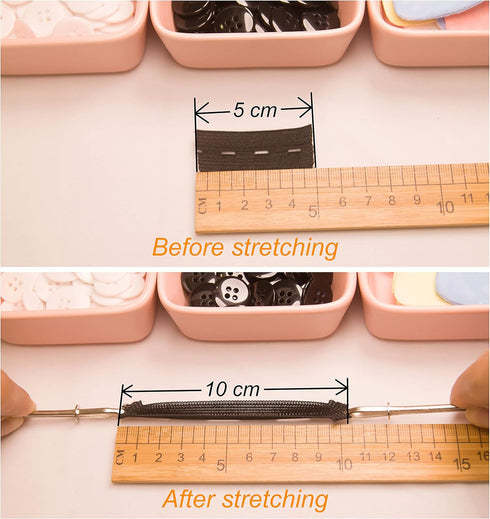 Flat Sewing Band Spool with Buttonholes, Elastic Stretchable, Ideal for DIY Waistbands and Necklines (Black, 3/4 inch × 3 Yards)...