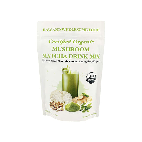 Cherie Sweet Heart Mushroom Matcha Drink Mix, 40 Servings, 4.23 Ounces, Japanese Matcha Green Tea Powder with Lions Mane Mushroom, Astragalus, Gin...