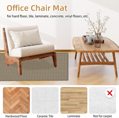 Linen Office Chair Mat for Hardwood Floor, 36"x48" Desk Chair Mat for Hard Floors,Anti-Slip Under Desk Rug Floor Protector for Rolling Chair, Comp...