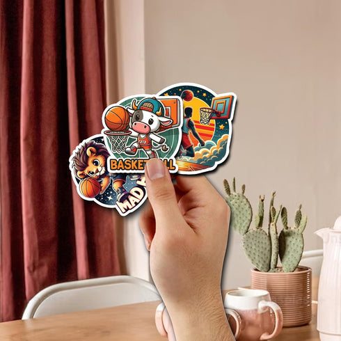 Pack 50 PCS Basketball Stickers Print Outdoors Theme Waterproof Vinyl Decals for Men Boys Teens Adults Sports Players Labels Decor Phone Case Wate...