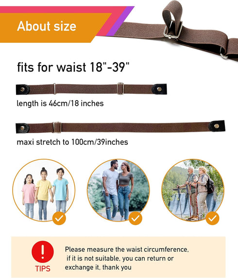 No Buckle Comfortable Elastic Stretch Belts for Womens, Black Elastic Waist Adjustable Invisible Belts for Jeans Pants?2 Sets?...