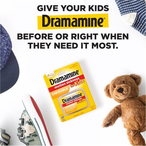 Dramamine Kids Chewable, Motion Sickness Relief, Grape Flavor, 8 Count, 3 Pack...
