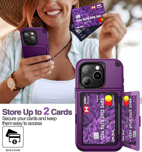 WeLoveCase for iPhone 15 Pro Wallet Case with Card Holder, Built-in Hidden Mirror, with Shockproof Heavy Duty Protection Phone Case for iPhone 15 ...