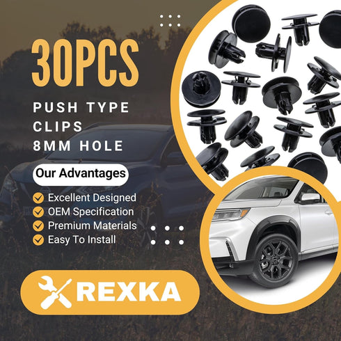 Rexka 30pcs Front Fender Liner Retainer Clip 91501-TR0-003 for Honda Acura Accord Civic Clarity Crosstour CR-V Fit Odyssey ILX MDX NSX RDX RLX TLX...