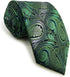 S&W SHLAX&WING Ties for Men Green White Paisley Classic Size Necktie with Pocket Square...