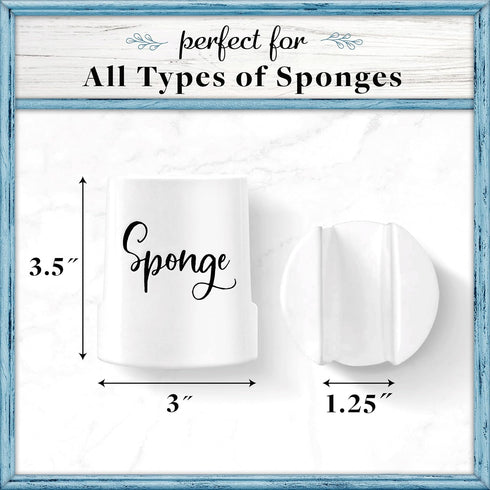 Home Acre Designs Sponge Holder for Kitchen Sink - Rustic Farmhouse Home & Kitchen Decor - White Ceramic...