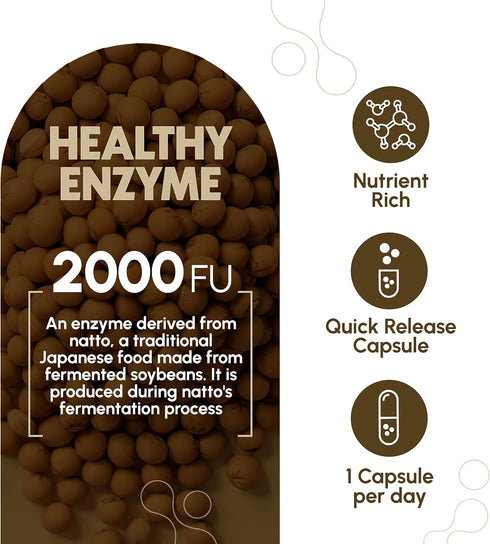 Nattokinase Superfood Supplement - Recommended 2000 FU Dose - 270 Vegan Capsules - 9 Months Treatment...