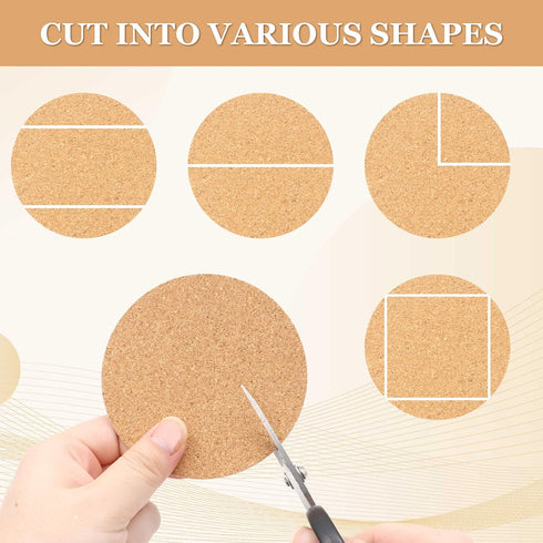 130 Pcs Cork Coasters, SPOKKI 3.5“ Self-Adhesive Cork Sheets Cork Board for DIY Coasters with Strong Adhesive-Backe, DIY Crafts Thin Drinks Cork C...