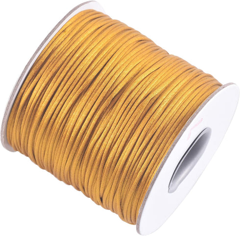 KONMAY 80 Yards 1.0mm Nylon Rattail Satin Silk Trim Cord Beading String for Chinese Knotting, Kumihimo, Beading, Macramé, Jewelry Making, Old Gold...