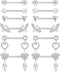 JOERICA 6 Pairs 14G Nipple Rings for Women 316L Stainless Steel Heart Butterfly Moon CZ Flower Barbell Nipple Rings Set Cute Nipplerings Piercing ...