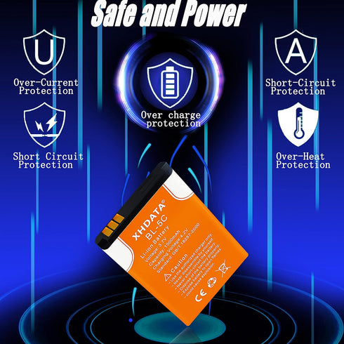 BL-5C Battery 3.7V 1500mAh Rechargeable Battery Large Capacity for Radio for Home with Current Protection (2 Pieces)...