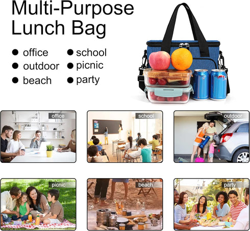 Femuar Lunch Bags for Women/Men, Insulated Lunch Bag for Work Office Picnic - Lunch Cooler Bag Leakproof Lunch Box with Adjustable Shoulder Strap ...