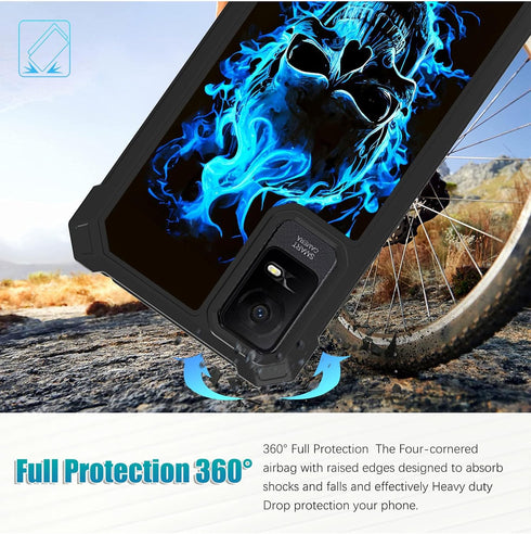 for TCL ION X Case,TCL ION V Phone Case with Glass Screen Protector,Heavy Duty Rugged Hard PC & Soft TPU Bumper Shockproof Protective Phone Case f...