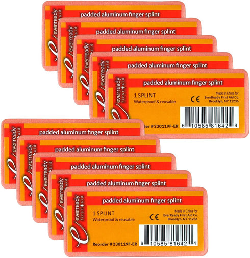 Ever Ready First Aid Padded Aluminum Finger Splints 4" x 2" - 10 Pack...