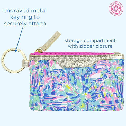 Lilly Pulitzer ID Holder Wallet, Blue Keychain Wallet with Zip Close, Cute Card and ID Case for Women, Cabana Cocktail...