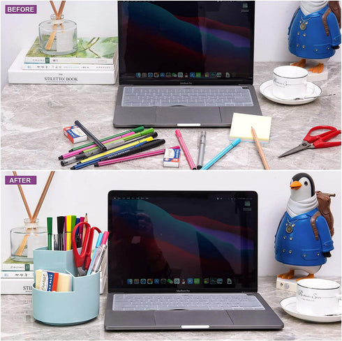 Desk Pencil Pen Holder, Desk Organizers 3 Slots 360-Degree Rotating Pen Holder for Desktop Storage Stationery Supplies Organizer, Home, Office, Sc...